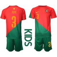 Echipament fotbal Portugalia Pepe #3 Tricou Acasa Mondial 2022 pentru copii maneca scurta (+ Pantaloni scurti)